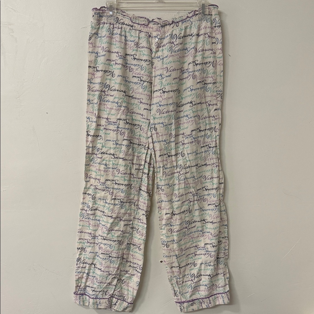 Victoria's Secret Cream Lounge Pants with Multicolor Script 2011